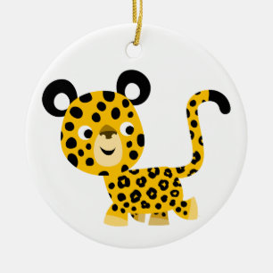 Cute Cartoon Smiling Leopard Ornament