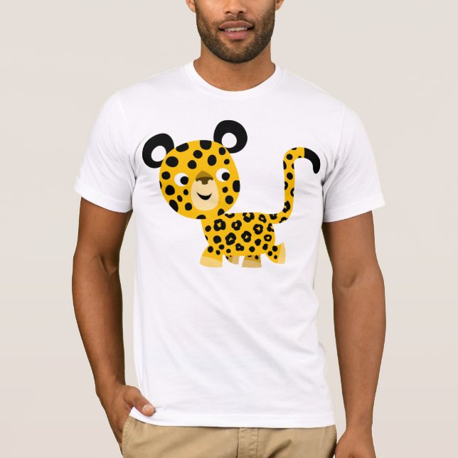 Cute Cartoon Smiling Leopard T-Shirt (Front)
