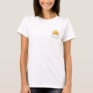 Cute Cartoon Smiling Sun Peeking Over Fluffy Cloud T-Shirt