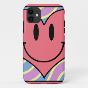 Cute Cartoon Smiling Valentine's Day Retro Heart iPhone 11 Case