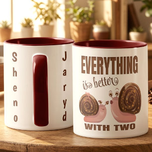 Cute Cartoon Snail Couple Mug
