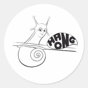 Cute Cartoon Snail on a Plant with Positive Messag Classic Round Sticker