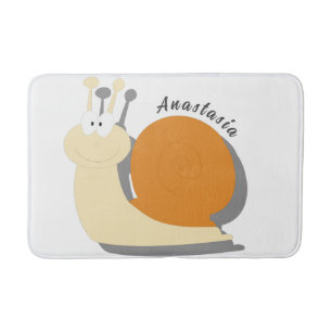 Cute cartoon snail Personalised  Bath Mat