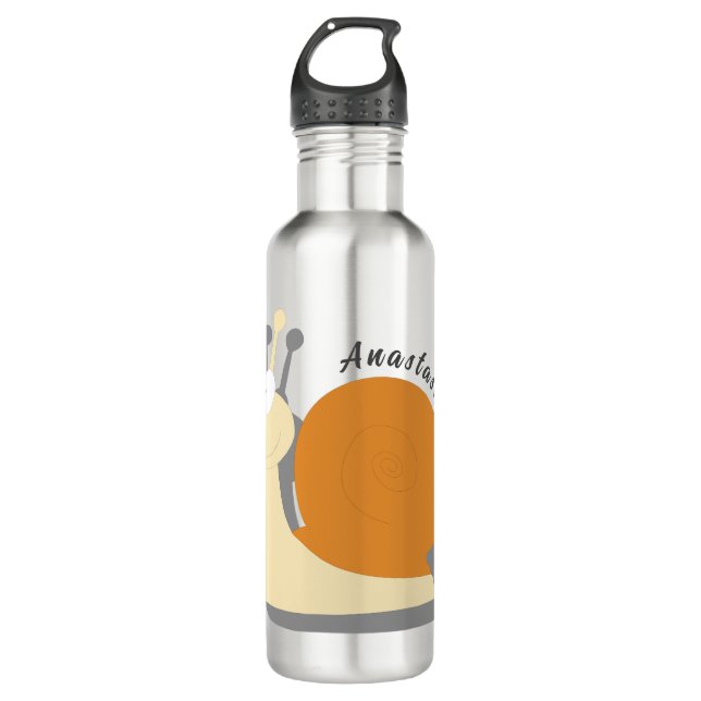 Cute Cartoon Snail Personalised Custom Name 710 Ml Water Bottle (Front)