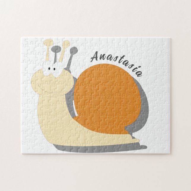 Cute Cartoon Snail Personalised Jigsaw Puzzle  (Horizontal)