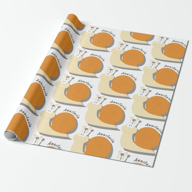 Cute Cartoon Snail Personalised Wrapping Paper  (Unrolled)