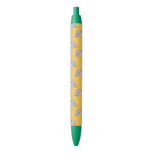 Cute Cartoon Snails and Swirls Pattern Blue Ink Pen