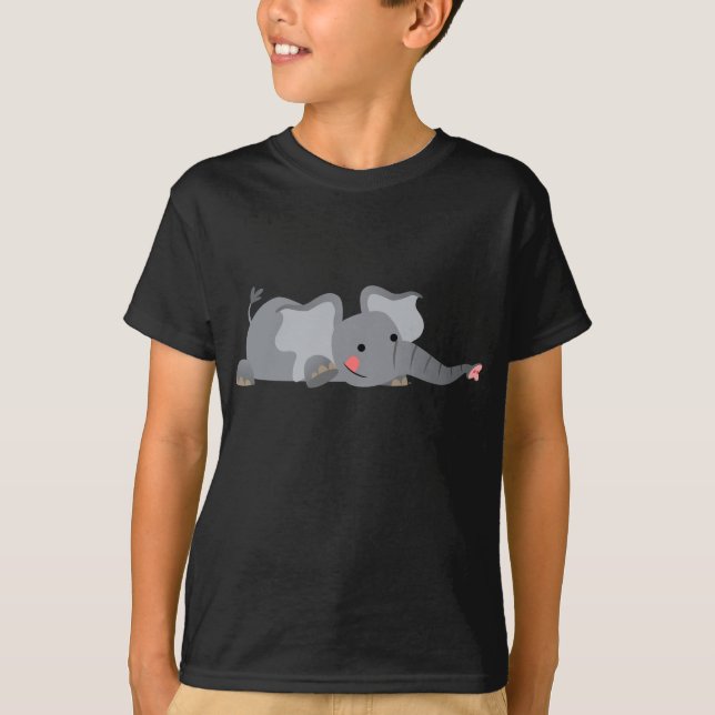 Cute Cartoon Sneaky Elephant Children T-Shirt (Front)