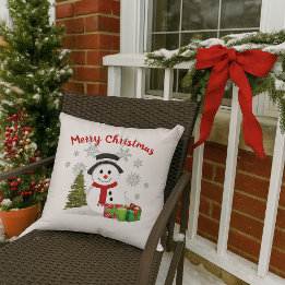 Cute Cartoon Snowman Christmas Cushion