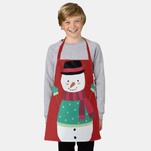 Cute Cartoon Snowman Festive Christmas Apron
