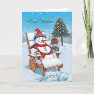 Cute Cartoon Snowman Holiday Card