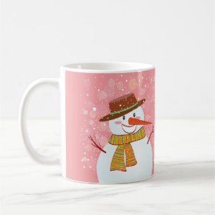 Cute Cartoon Snowman in a Winter Snowfall Coffee Mug