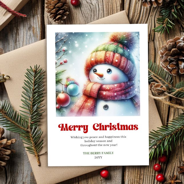 Cute cartoon snowman minimalist holiday greeting  (Cute cartoon snowman minimalist holiday greeting digital)