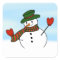 Cute Cartoon Snowman w/Green Hat & Mittens