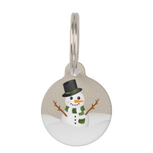 Cute Cartoon Snowman With Pet's Info Christmas Pet Tag