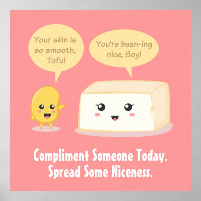 Cute Cartoon - Soy Bean compliments Tofu Poster (Front)