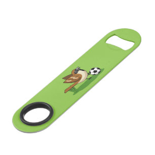 Cute Cartoon Sparrow Playing Soccer