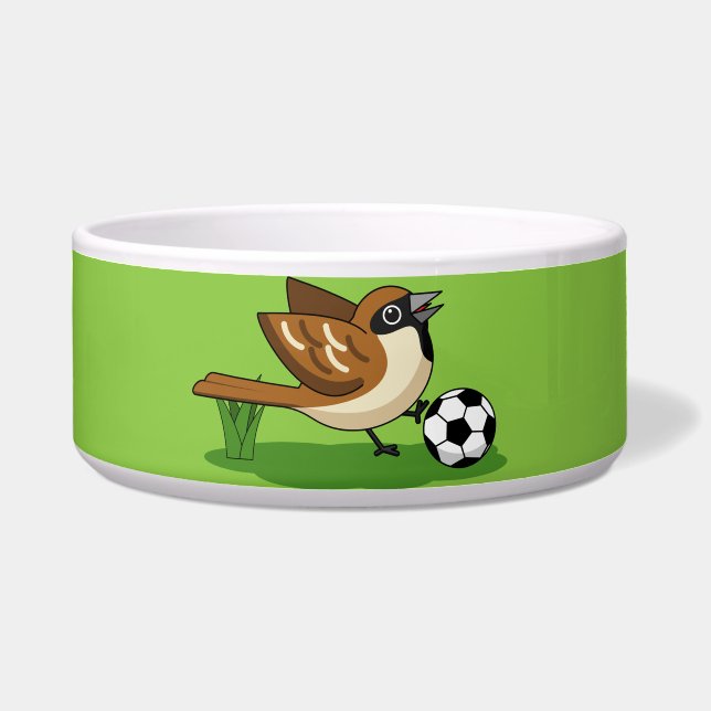 Cute Cartoon Sparrow Playing Soccer (Front)