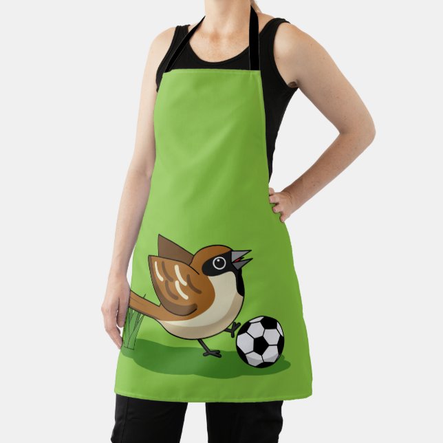 Cute Cartoon Sparrow Playing Soccer Apron (Insitu)