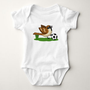 Cute Cartoon Sparrow Playing Soccer Baby Bodysuit