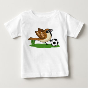 Cute Cartoon Sparrow Playing Soccer Baby T-Shirt