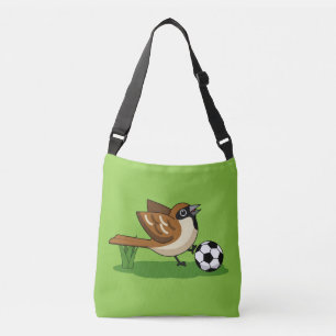 Cute Cartoon Sparrow Playing Soccer Crossbody Bag