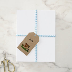 Cute Cartoon Sparrow Playing Soccer Gift Tags