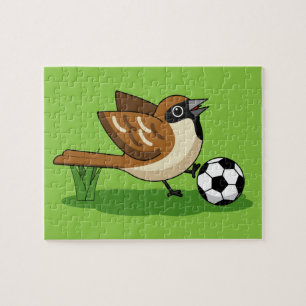 Cute Cartoon Sparrow Playing Soccer Jigsaw Puzzle