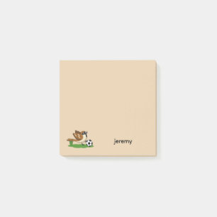 Cute Cartoon Sparrow Playing Soccer Personalize Post-it Notes