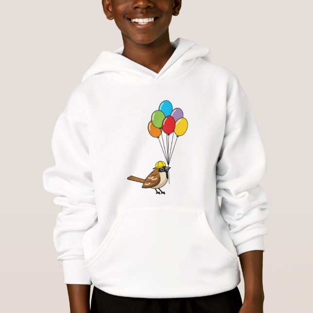 Cute Cartoon Sparrow with Balloons  (Front)