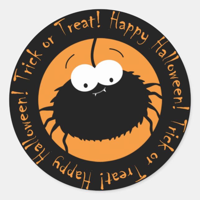 Cute Cartoon Spider Trick or Treat Stickers (Front)