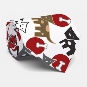 Cute Cartoon Spotted Doggies & Bones Fun Pet Tie