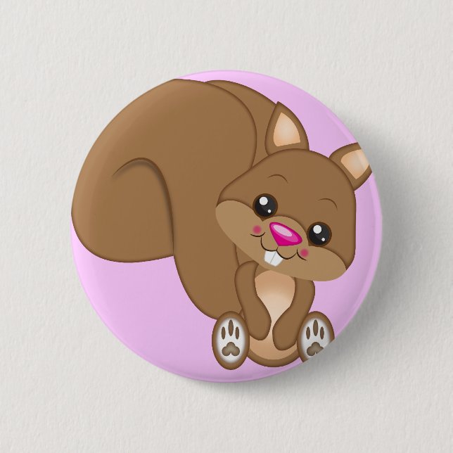 Cute Cartoon Squirrel 6 Cm Round Badge (Front)