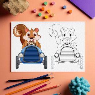 Cute Cartoon squirrel colouring page
