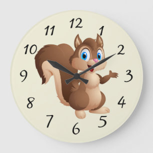 Cute cartoon Squirrel Large Clock