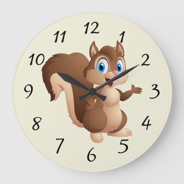 Cute cartoon Squirrel Large Clock (Front)