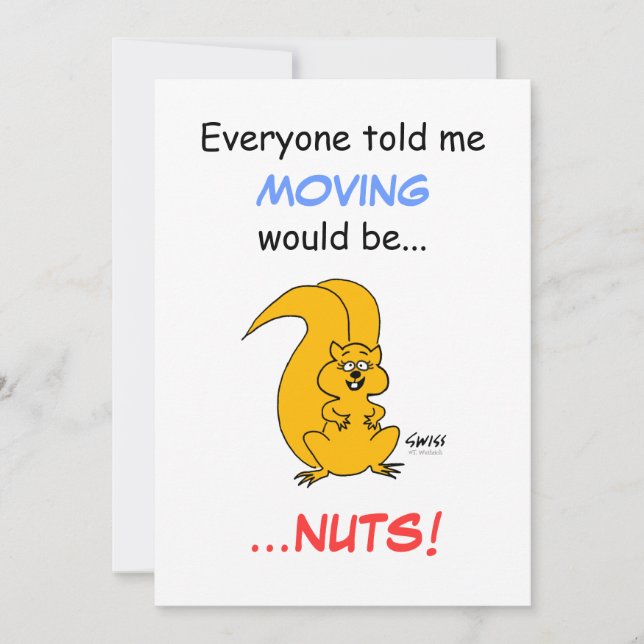 Cute Cartoon Squirrel Moving Announcement Cards (Front)