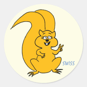 Cute Cartoon Squirrel Peace Sign Apology Classic Round Sticker