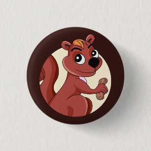 Cute cartoon squirrel with a peanut 3 cm round badge