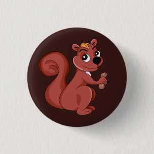 Cute cartoon squirrel with a peanut 3 cm round badge