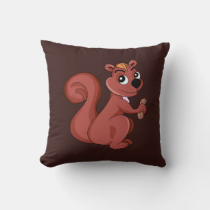 Cute cartoon squirrel with a peanut cushion