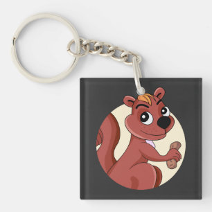 Cute cartoon squirrel with a peanut  key ring