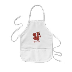 Cute cartoon squirrel with a peanut  kids' apron