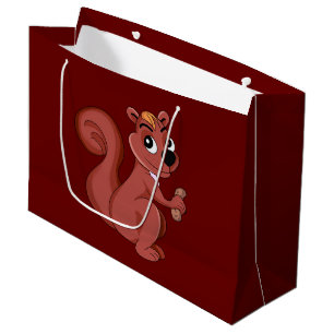 Cute cartoon squirrel with a peanut  large gift bag