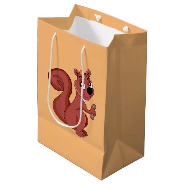 Cute cartoon squirrel with a peanut  medium gift bag (Front Angled)