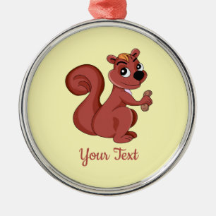 Cute cartoon squirrel with a peanut  metal ornamen metal tree decoration
