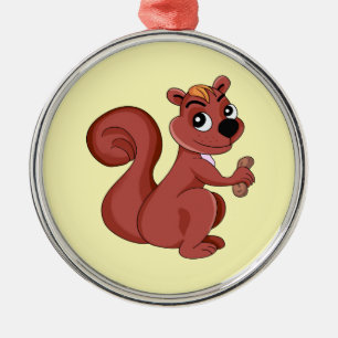 Cute cartoon squirrel with a peanut metal tree decoration
