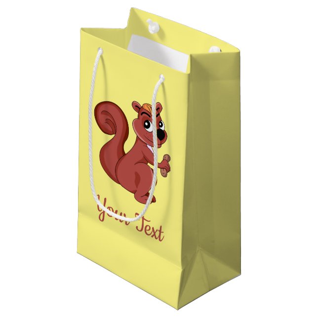 Cute cartoon squirrel with a peanut  small gift ba bag (Front Angled)