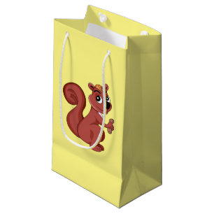 Cute cartoon squirrel with a peanut  small gift bag