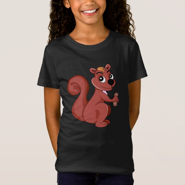 Cute cartoon squirrel with a peanut T-Shirt (Front)